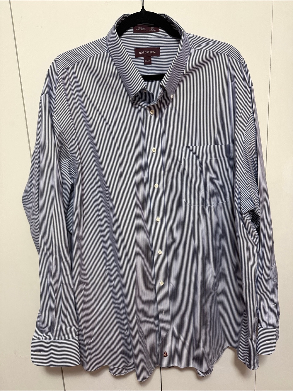 Nordstrom Men’s Navy and White Pinstriped Dress Shirt